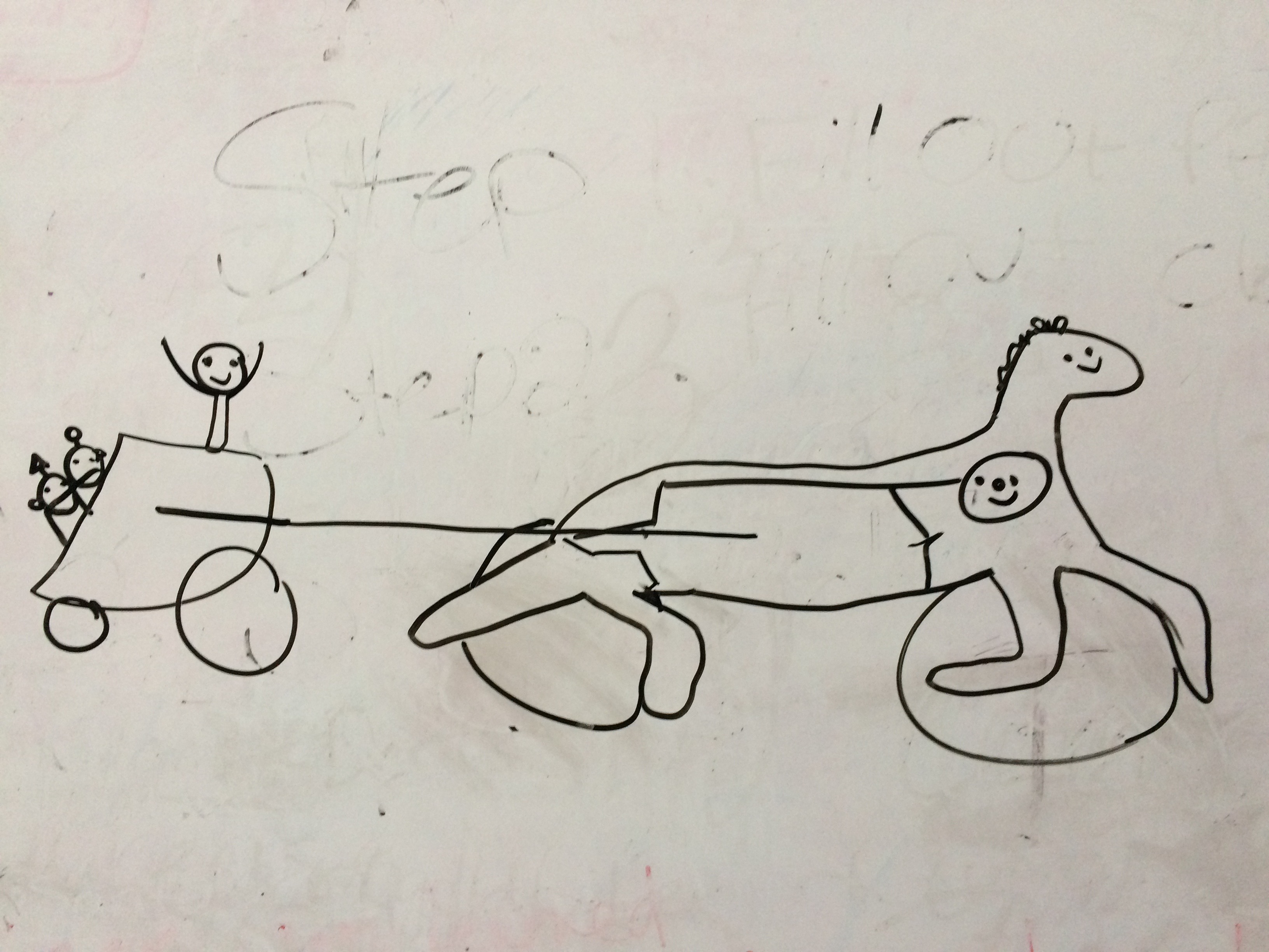 hand drawing of sculpture idea - chariot drawn by Hippocampus
